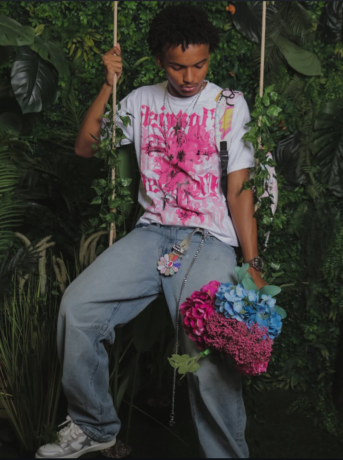 “FTF” White Bloom Tee