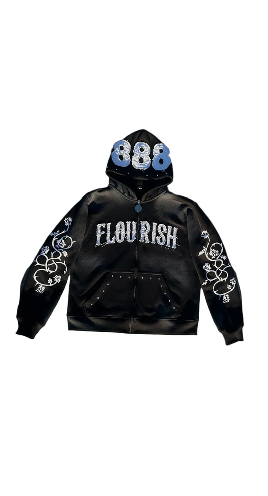 Black “Flourish.” Zipup