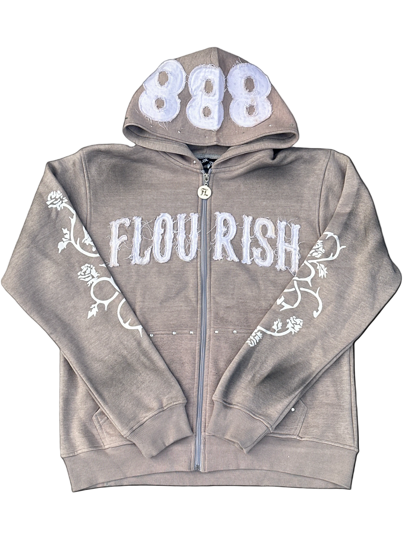 Grey “Flourish.” Zipup