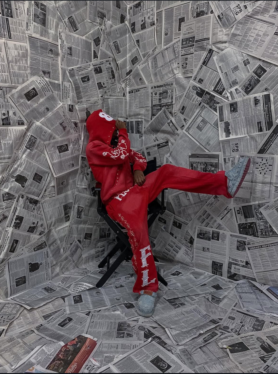 Red “Flourish.” Sweatpants