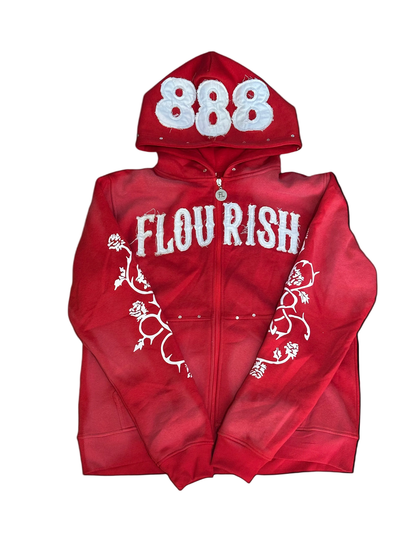 Red “Flourish.” Zipup