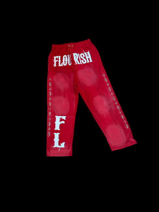 Red “Flourish.” Sweatpants