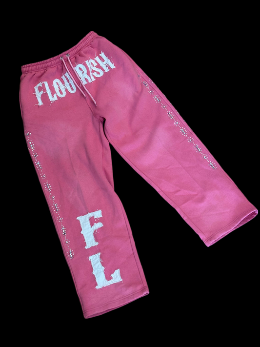Pink “Flourish.” Sweatpants