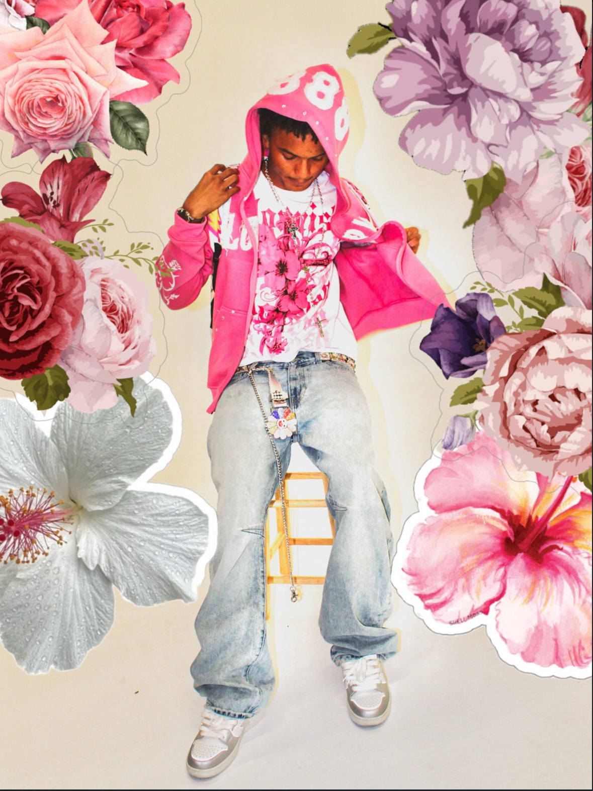 “FTF” White Bloom Tee