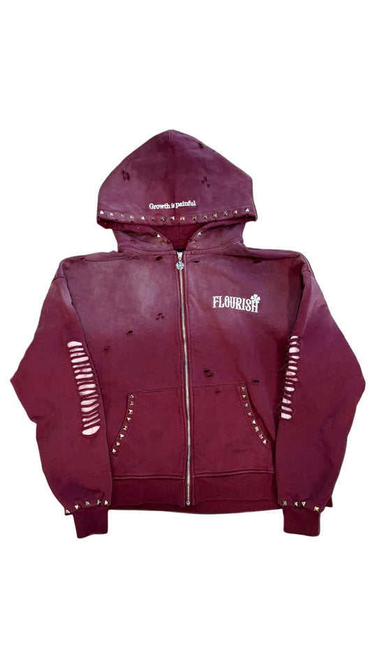 “Growth is painful” Zipup-Burgundy
