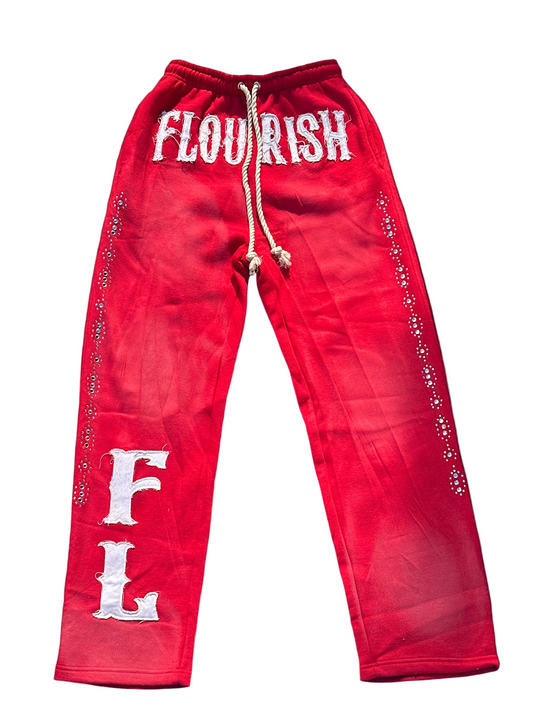 Red “Flourish.” Sweatpants